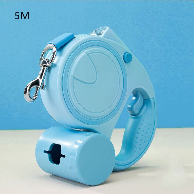 Blue / 5M Dog Traction Rope With Light Automatically Retractable Small And Medium-sized Dogs