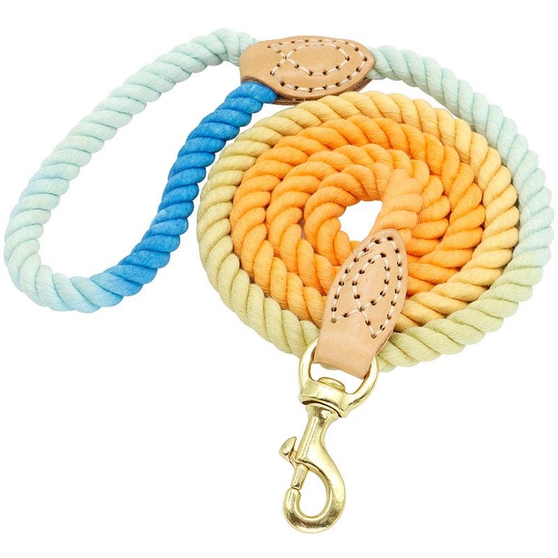 Blue orange 5ft Multi-color cotton pet long leash dog leash