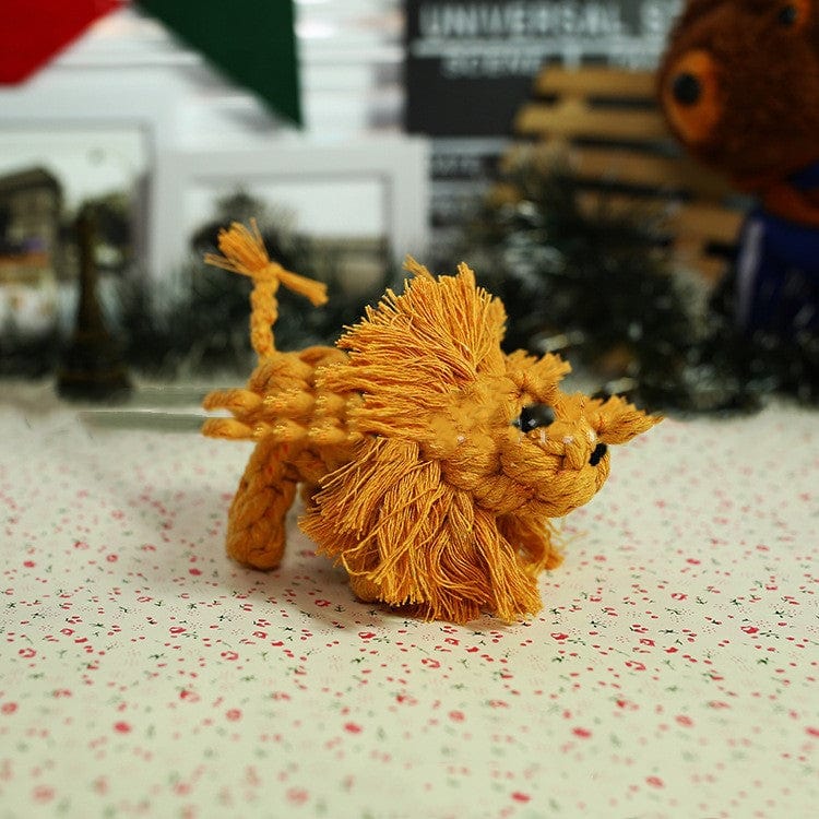 Brown lion Simulation woven animal cotton rope chewing teeth dog toy