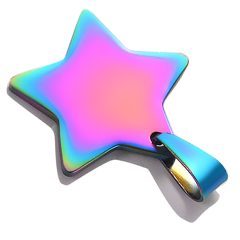 Colorful Stainless Steel Five-pointed Star Tag, Titanium Steel Pendant Necklace