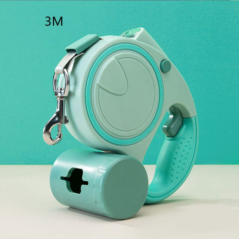 Green / 3M Dog Traction Rope With Light Automatically Retractable Small And Medium-sized Dogs