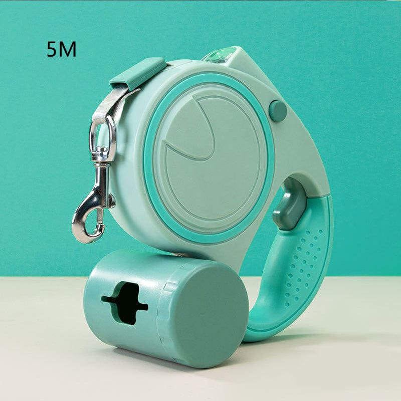 Green / 5M Dog Traction Rope With Light Automatically Retractable Small And Medium-sized Dogs