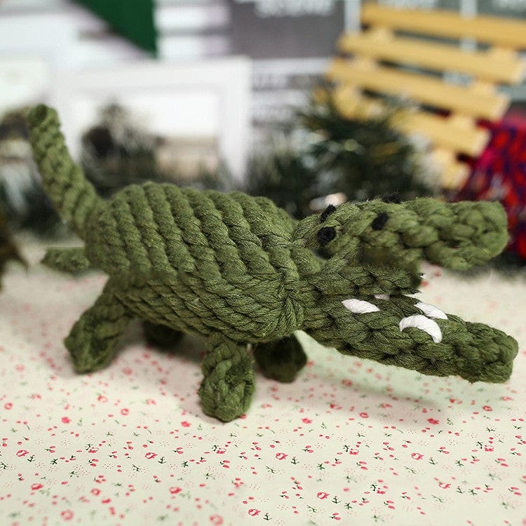 Green crocodile Simulation woven animal cotton rope chewing teeth dog toy