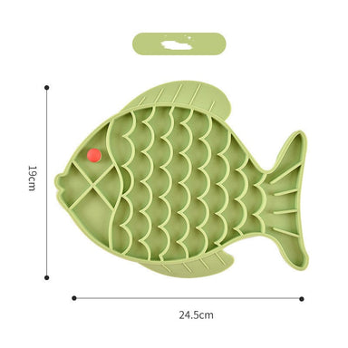 Green Silicone Fish Shaped Slow Feeder Bowl
