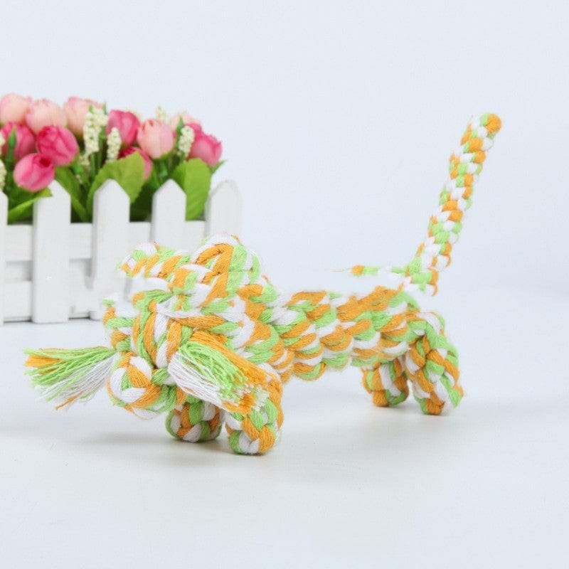Green Tiger Simulation woven animal cotton rope chewing teeth dog toy