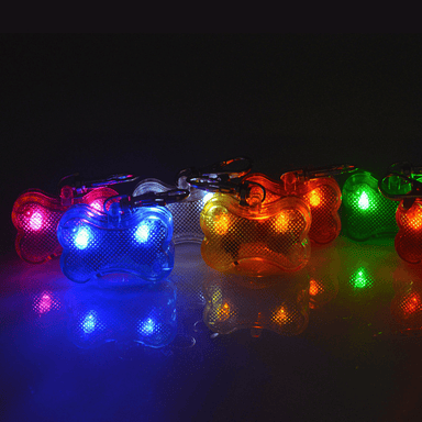 New  LED Dog Bone Shape ID Tag Pet Safety Collar Pendant