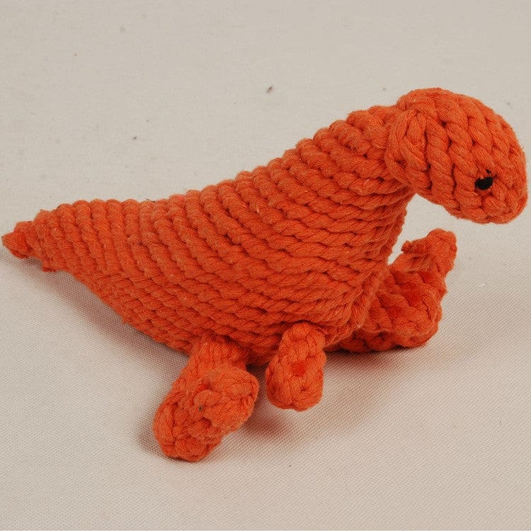 Orange Dinosaur Simulation woven animal cotton rope chewing teeth dog toy