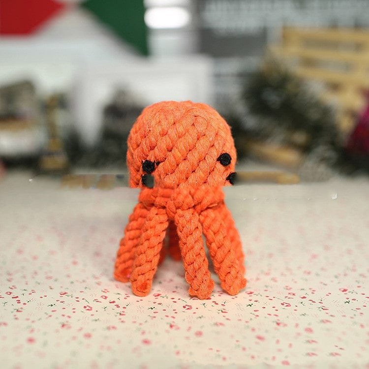 Orange octopus Simulation woven animal cotton rope chewing teeth dog toy