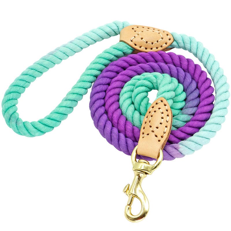 Pink greenish 5ft Multi-color cotton pet long leash dog leash