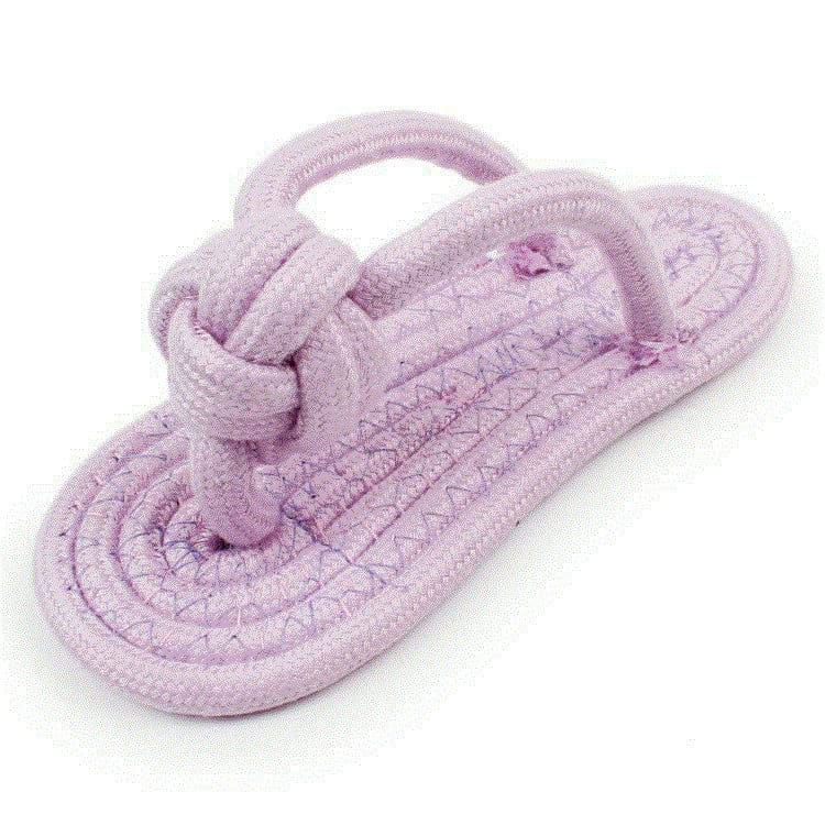 Purple / 1pcs Pet multicolor cotton rope clip foot slippers toy