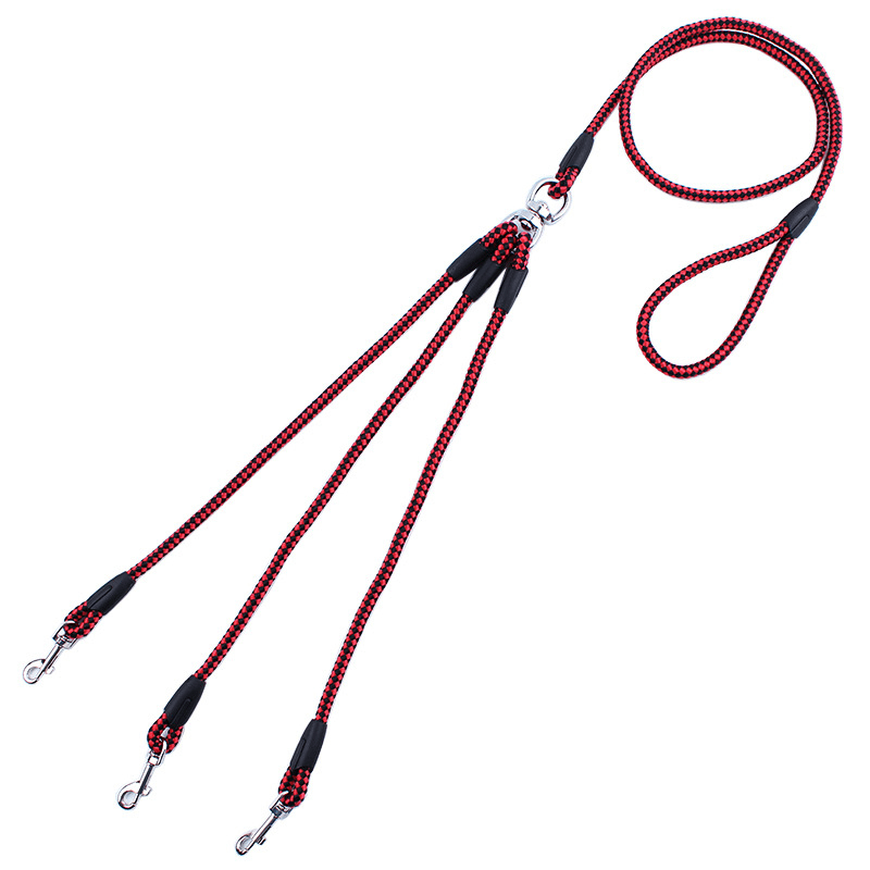 Red/Black Dual Color 3 Way Adjustable Dog Rope leash