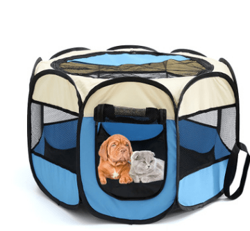 White blue / 72x72x45 Fast folding octagonal pet fence, 600D Oxford cloth, waterproof and catching cat, dog cage, pet cage