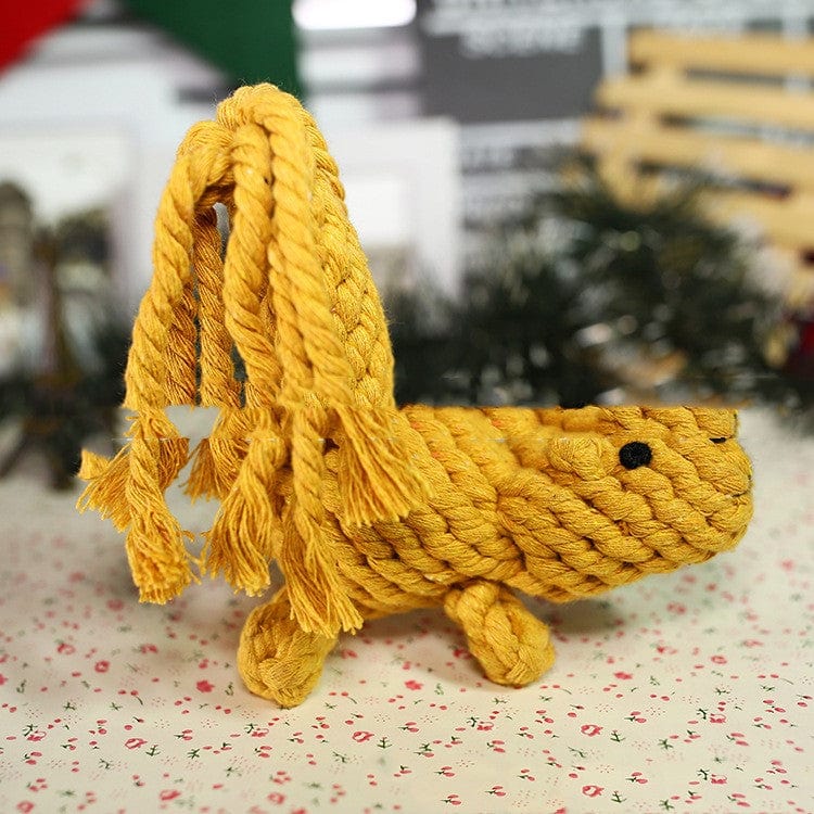 Yellow squirrel Simulation woven animal cotton rope chewing teeth dog toy