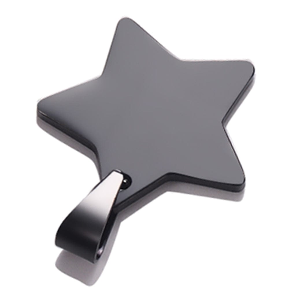 Black Stainless Steel Five-pointed Star Tag, Titanium Steel Pendant Necklace