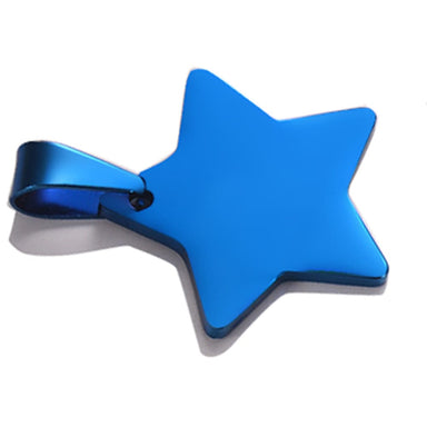 Blue Stainless Steel Five-pointed Star Tag, Titanium Steel Pendant Necklace