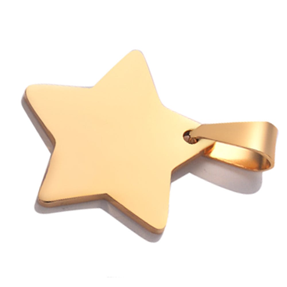 Gold Stainless Steel Five-pointed Star Tag, Titanium Steel Pendant Necklace