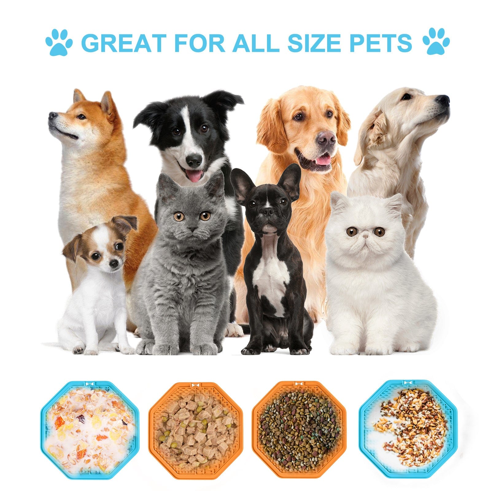 Pet 4 In 1 Silicone Slow Food Bowl With Suction Pad